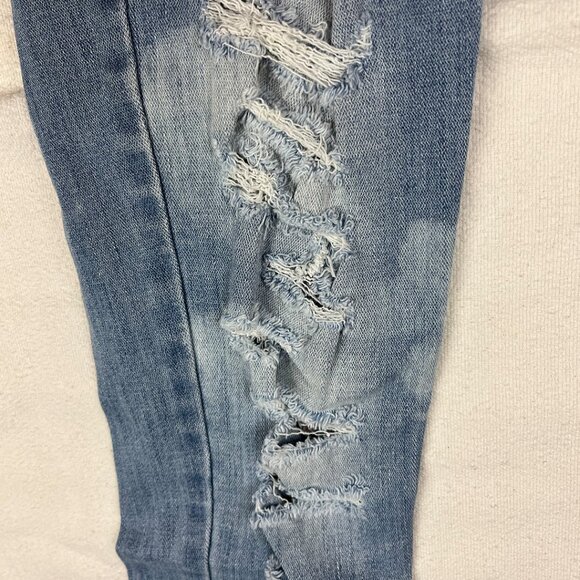 American Eagle Hi-Rise Jeggings Super Stretch Bleached Distressed Light Wash - Picture 11 of 15